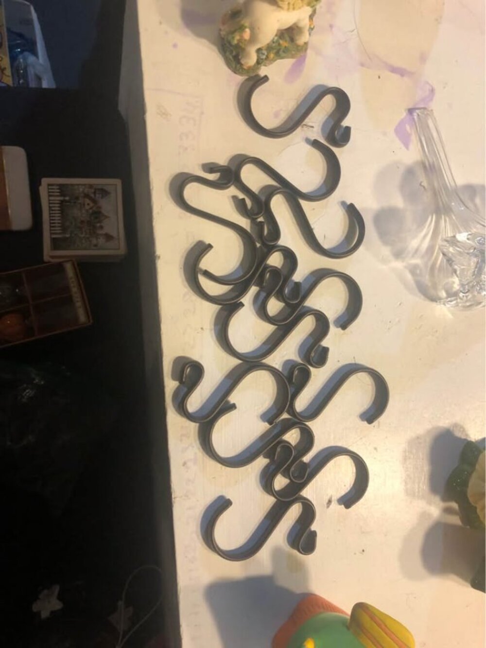 vintage Set of 12 Black Metal curtain hooks